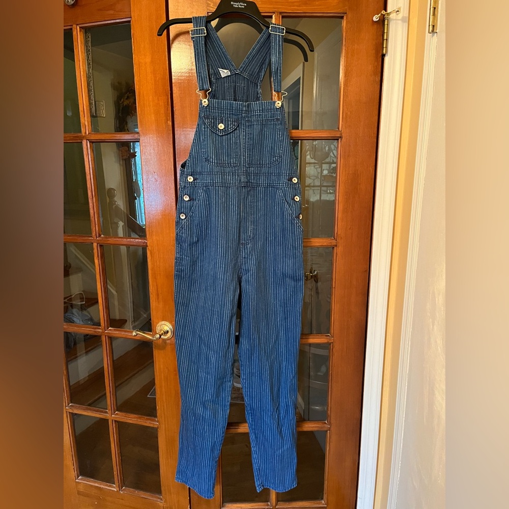 Vintage Y2K No Excuses Pinstripe Blue Jean Overalls